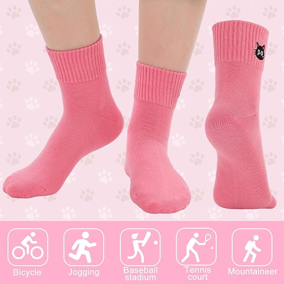 Black Cat Face 10 Pairs Socks Womens Crew Elastic Ankle Length Cotton Socks Aesthetic Cute Lightweight Low Cut Gifts for Women