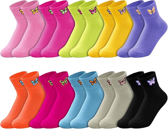 Black Cat Face 10 Pairs Socks Womens Crew Elastic Ankle Length Cotton Socks Aesthetic Cute Lightweight Low Cut Gifts for Women