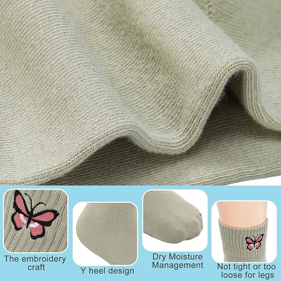 Black Cat Face 10 Pairs Socks Womens Crew Elastic Ankle Length Cotton Socks Aesthetic Cute Lightweight Low Cut Gifts for Women