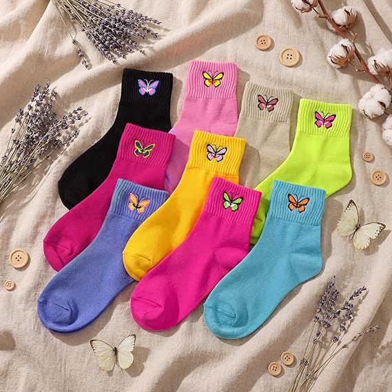 Black Cat Face 10 Pairs Socks Womens Crew Elastic Ankle Length Cotton Socks Aesthetic Cute Lightweight Low Cut Gifts for Women